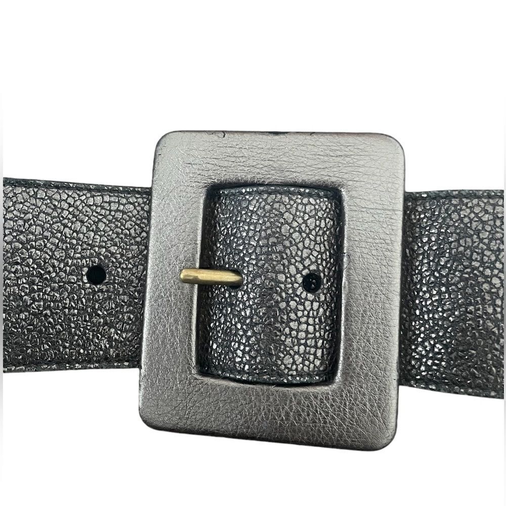 Yves Saint Laurent Metallic Wide Leather Belt - Picture 2 of 8